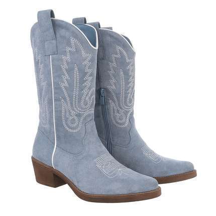 Damen Western- & Bikerboots - bluesuede