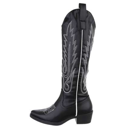 Damen Western- & Bikerboots - blackpu Gr. 37