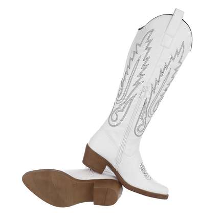 Damen Western- & Bikerboots - white