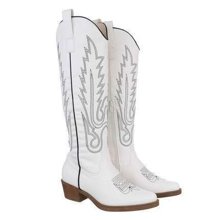 Damen Western- & Bikerboots - white