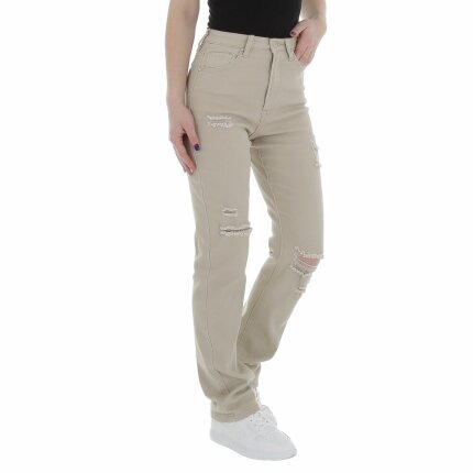 Damen High Waist Jeans von Laulia - beige