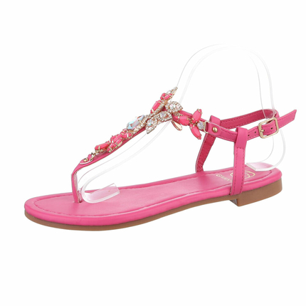 Damen Flache Sandalen - fushia Gr. 38