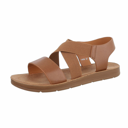 Damen Flache Sandalen - camel - 12 Paar