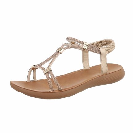 Damen Flache Sandalen - gold Gr. 38