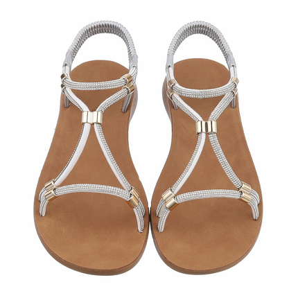 Damen Flache Sandalen - silver