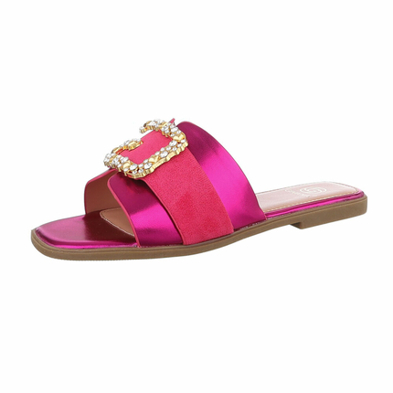 Damen Flache Sandalen - fushia