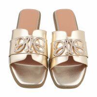Damen Flache Sandalen - gold
