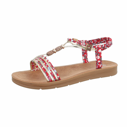 Damen Flache Sandalen - red