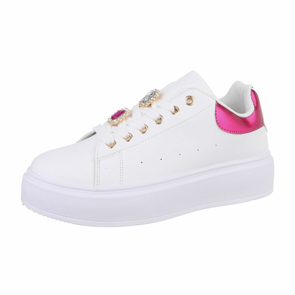 Damen Low-Sneakers - whitefuchsia