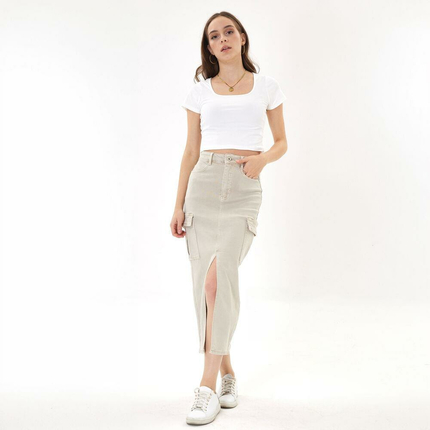 Damen Jeansrock von Laulia - beige
