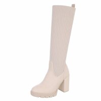 Damen High-Heel Stiefel - beige