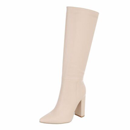 Damen High-Heel Stiefel - beige Gr. 38