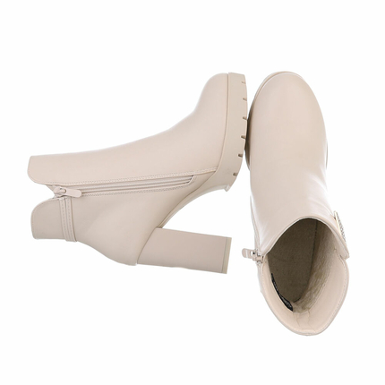 Damen High-Heel Stiefeletten - beige
