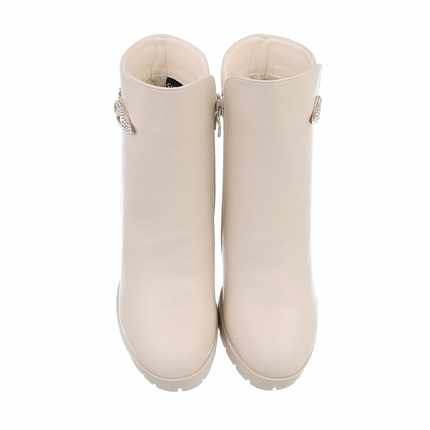 Damen High-Heel Stiefeletten - beige
