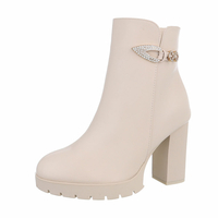 Damen High-Heel Stiefeletten - beige