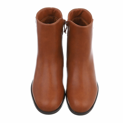 Damen High-Heel Stiefeletten - camel