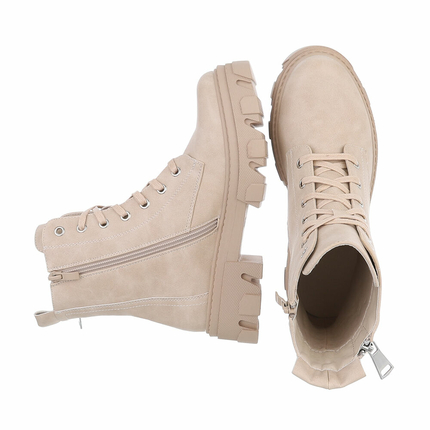 Damen Schnrstiefeletten - beige