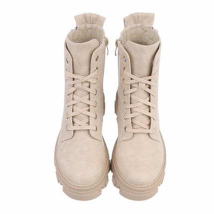 Damen Schnrstiefeletten - beige