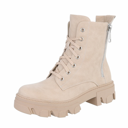 Damen Schnrstiefeletten - beige Gr. 38