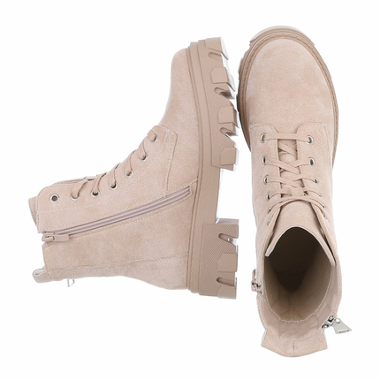 Damen Schnrstiefeletten - beige