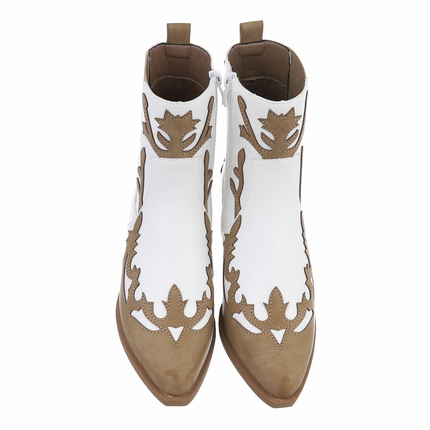 Damen Western- &amp; Bikerboots - khakiwhite