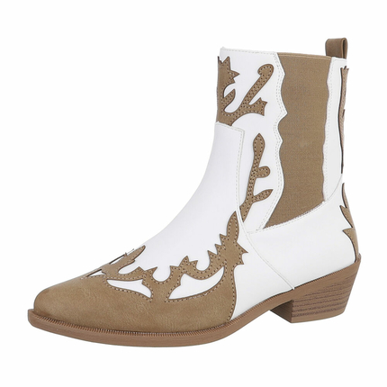 Damen Western- &amp; Bikerboots - khakiwhite Gr. 41