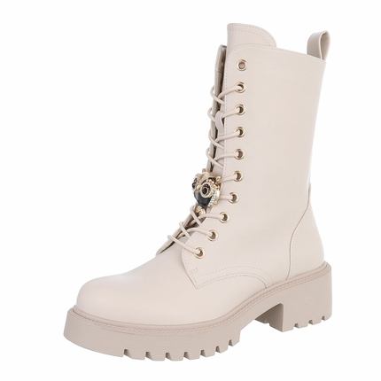Damen Schnrstiefeletten - beigepu Gr. 37