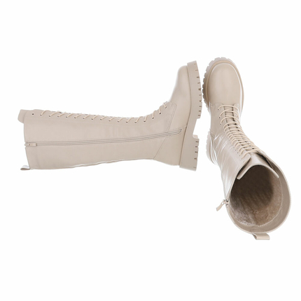 Damen Schnrstiefel - beige