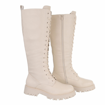 Damen Schnrstiefel - beige