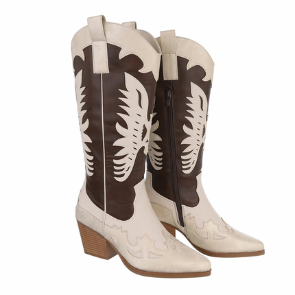 Damen Western- & Bikerboots - goldbeige