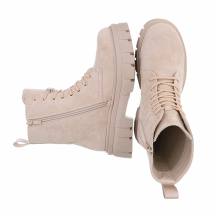 Damen Schnrstiefeletten - beige
