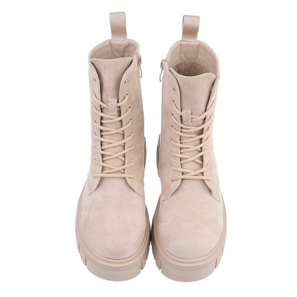 Damen Schnrstiefeletten - beige