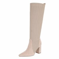 Damen High-Heel Stiefel - beige