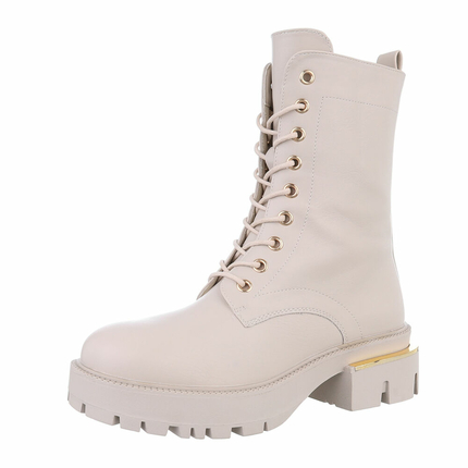 Damen Schnrstiefeletten - beigepu Gr. 39