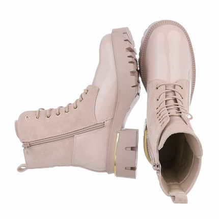 Damen Schnrstiefeletten - beige