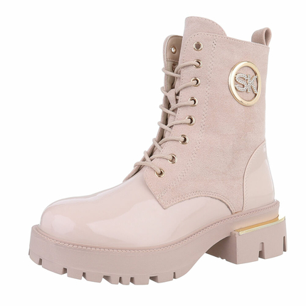 Damen Schnrstiefeletten - beige Gr. 36