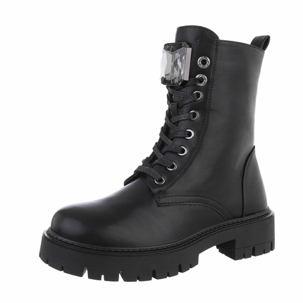 Damen Schnrstiefeletten - blackpu Gr. 38