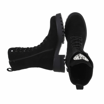 Damen Schnrstiefeletten - blacksuede