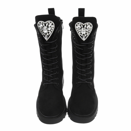 Damen Schnrstiefeletten - blacksuede