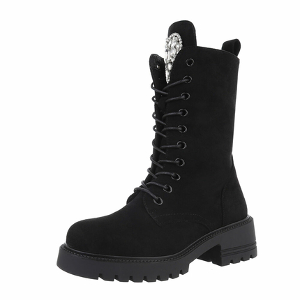 Damen Schnrstiefeletten - blacksuede Gr. 38