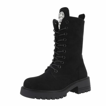 Damen Schnrstiefeletten - blacksuede Gr. 41