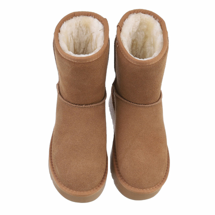 Damen Echtleder Winterstiefeletten - camel