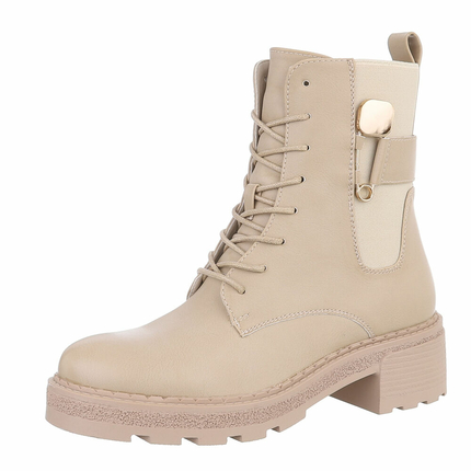 Damen Schnrstiefeletten - beige Gr. 37