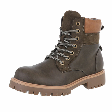 Damen Schnrstiefeletten - dkgreen Gr. 39
