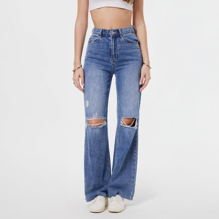 Damen High Waist Jeans von Laulia - blue