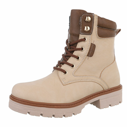 Damen Schnrstiefeletten - beige Gr. 40