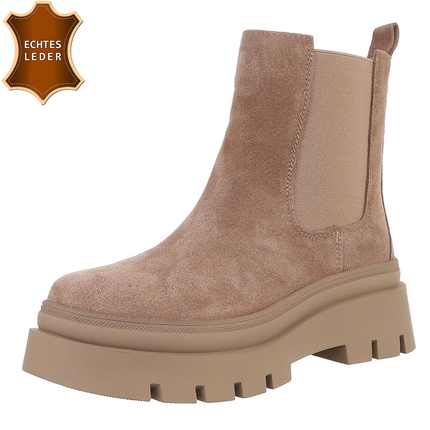 Damen Echtleder Chelsea Boots - taupe Gr. 37