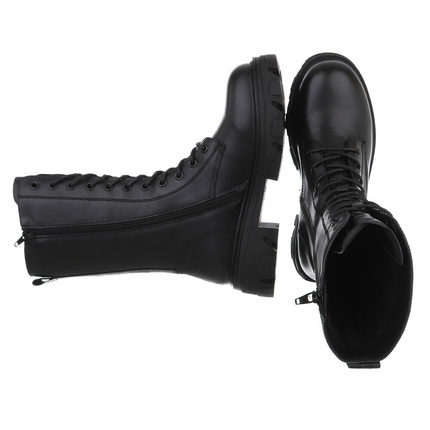 Damen Echtleder Schnrstiefeletten - black