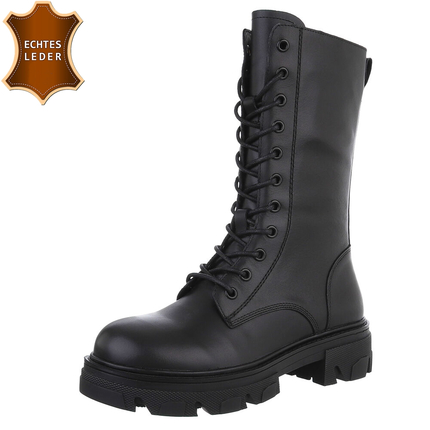 Damen Echtleder Schnrstiefeletten - black Gr. 38