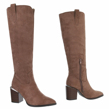 Damen High-Heel Stiefel - khaki